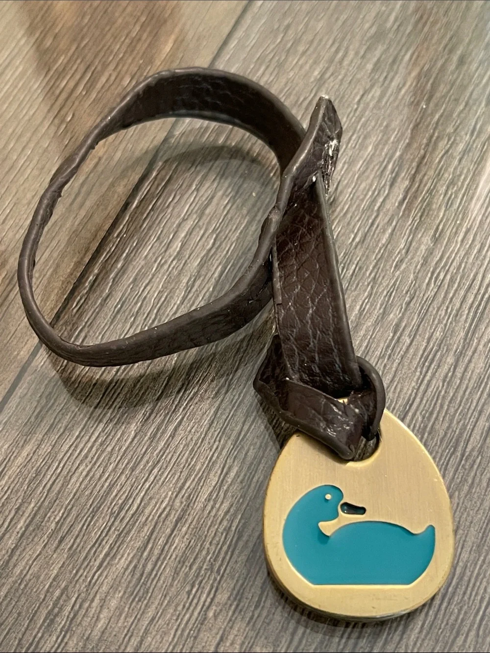 Vintage Antique Brass Dooney & Bourke Hangtag with Turquoise - Teal Duck